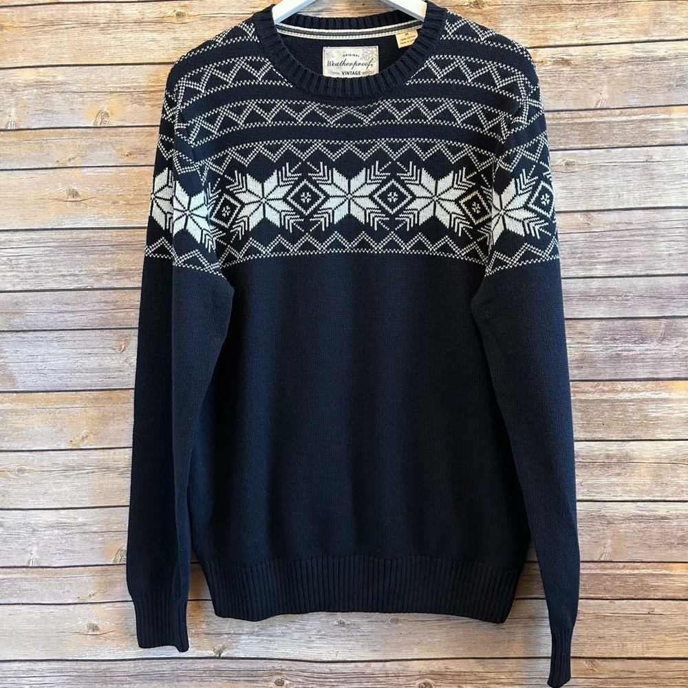 Weatherproof Vintage Blue Holiday Snowflake Pullover Sweater Size Medium NWOT